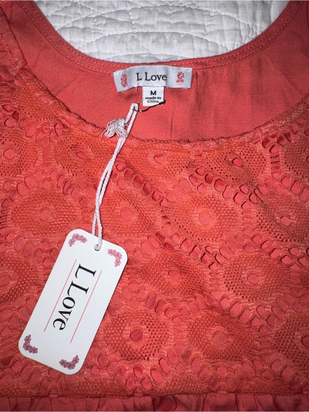 L Love Coral Boho Babydoll Dress Medium Puff Sleeve Cottagecore Peasant Mini - Picture 4 of 6